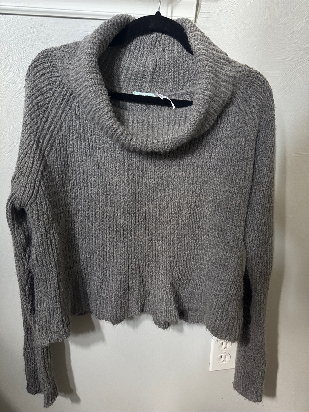 Kimchi Blue Gray Cropped Cowl Neck Sweater